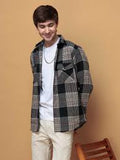BANGASH PICKS #6770 FOOMER BLACK GLEN CHECKED CASUAL SHIRT FOR MEN'S
