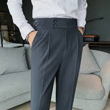 BANGASH PICKS #6774 Men Suit Pants  Elastic Waist Office Formal Trousers