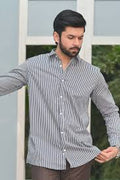 BANGASH PICKS #6765 Blue & White Lining Men's Casual Shirt