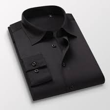 BANGASH PICKS #6738 Men's Corporate Quality Plain Slim Fit Long Sleeve Black Shirt