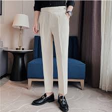 BANGASH PICKS #6772 Men's High Waist Casual Formal Pants Naples Slim Fit Formal Dress Suit Trouse