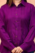 BANGASH PICKS #6758 Ladies Long Sleeve Solid Purple Formal Shirt