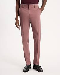 BANGASH PICKS #6742 Extra Slim Dusty Pink Stretch Cotton-Blend Suit Pant