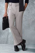 BANGASH PICKS #6745 Premium Light Grey Pin Belt Flare Trousers