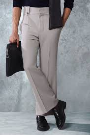 BANGASH PICKS #6745 Premium Light Grey Pin Belt Flare Trousers