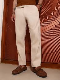 BANGASH PICKS #6747 Beige Regular Fit Cotton Trousers